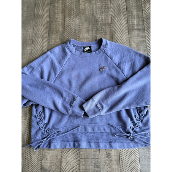 Nike Lace-Up Side Cropped Sweatshirt Purple Medium - Picture 2 of 5